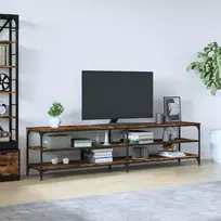 TV staliukas Televizoriaus spintelė, dūminė, 200x30x50cm, mediena ir metalas