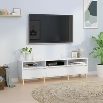 TV staliukas Televizoriaus spintelė, balta, 150x30x44,5cm, apdirbta mediena
