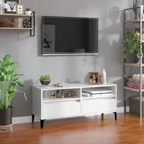TV staliukas Televizoriaus spintelė, balta, 100x34,5x44,5cm, mediena, blizgi