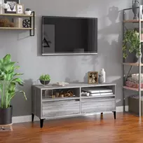 TV staliukas Televizoriaus spintelė, pilka ąžuolo, 100x34,5x44,5cm, mediena