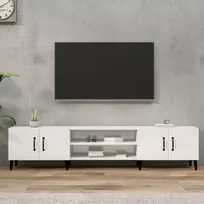 TV staliukas Televizoriaus spintelė, balta, 180x31,5x40cm, mediena, blizgi
