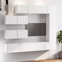 TV staliukas Televizoriaus spintelių komplektas, 7 dalių, baltas, mediena