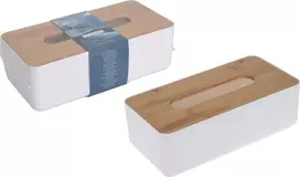 Bathroom Solutions Orion Servetėlių dėžutė WHITNEY su bambuko dangteliu