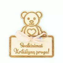 Medinė lentutė pinigams dovanoti "Krikštynų proga"