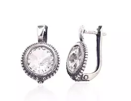 Sidabriniai auskarai anglišku užsegimu, Metalas: Sidabras, Praba: 925°, Akmuo: Kristalai - 3.3 g. - 19 mm.