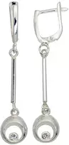 Sidabriniai auskarai anglišku užsegimu, Metalas: Sidabras, Praba: 925°, Akmuo: Cirkonai - 3.6 g. - 47 mm.