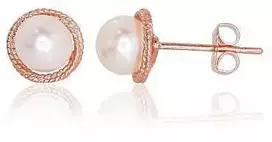 Auksiniai auskarai vinukai, Raudonas Auksas, Perlai - 0.89 g. - 6 mm.