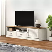 TV staliukas Televizoriaus spintelė VIGO, balta, 156x40x40cm, pušies masyvas