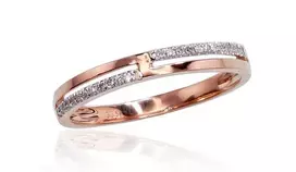 Auksinis žiedas su brangakmeniais. Metalas: Raudonas Auksas. Praba: 585°. Akmuo: Briliantai - 16 - 1.41 g. - Briliantai (0,07Ct)