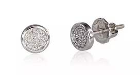 Auksiniai auskarai su brangakmeniais. Metalas: Baltas Auksas. Praba: 585°. Akmuo: Briliantai - 1.61 g. - 6 mm. - Briliantai (0,074Ct)