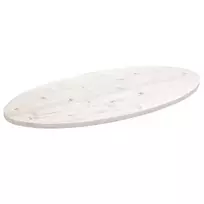 Stalviršis, baltas, 90x45x2,5cm, pušies masyvas, ovalus