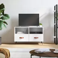 TV staliukas Televizoriaus spintelė, balta, 80x36x50cm, mediena, blizgi