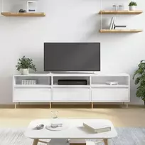 TV staliukas Televizoriaus spintelė, balta, 150x30x44,5cm, mediena, blizgi