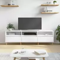 TV staliukas Televizoriaus spintelė, balta, 150x30x44,5cm, apdirbta mediena
