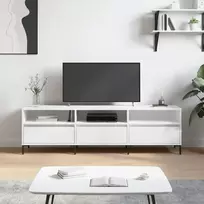 TV staliukas Televizoriaus spintelė, balta, 150x30x44,5cm, apdirbta mediena