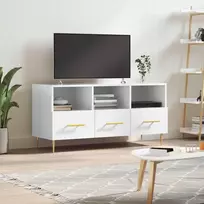 TV staliukas Televizoriaus spintelė, balta, 102x36x50cm, mediena, blizgi