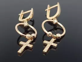 Kabantys auksiniai auskarai su Kryžiukais Praba: 585