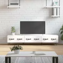 TV staliukas Televizoriaus spintelė, balta, 150x36x30cm, apdirbta mediena