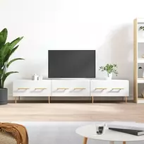 TV staliukas Televizoriaus spintelė, balta, 150x36x30cm, apdirbta mediena