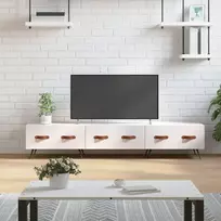 TV staliukas Televizoriaus spintelė, balta, 150x36x30cm, mediena, blizgi