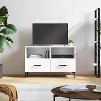 TV staliukas Televizoriaus spintelė, balta, 80x36x50cm, mediena, blizgi