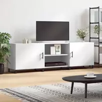 TV staliukas Televizoriaus spintelė, balta, 150x30x50cm, apdirbta mediena