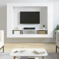 TV staliukas Televizoriaus spintelė, balta, 152x22x113cm, apdirbta mediena