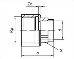 SANHA Movos įvorė su žalvariniu sriegiu 4270G GW 35 mm x 5/4'' (1427035114)