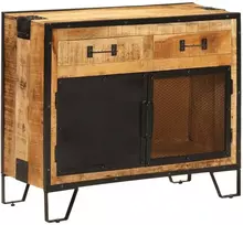 Šoninė spintelė, 80x31x66cm, neapdorotas mango masyvas/metalas