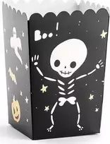 Party Deco Dėžutės popcorn "Boo" 6 vnt 7*7*12,5cm helovino šventei