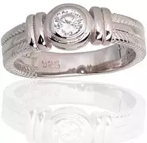 Sidabrinis sužadėtuvių žiedas. Praba: 925°, Metalas: Sidabras, Akmuo: Cirkonai - 17 - 4.2 g.