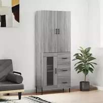 Komoda, pilkos ąžuolo spalvos, 69,5x34x180cm, apdirbta mediena