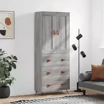 Komoda, pilkos ąžuolo spalvos, 69,5x34x180cm, apdirbta mediena
