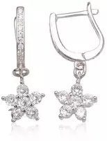 Sidabriniai auskarai anglišku užsegimu, Metalas: Sidabras, Praba: 925°, Akmuo: Cirkonai - 3.2 g. - 28 mm.