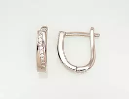 Sidabriniai auskarai anglišku užsegimu, Metalas: Sidabras, Praba: 925°, Akmuo: Cirkonai - 2.4 g. - 14 mm.