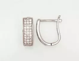 Sidabriniai auskarai anglišku užsegimu, Metalas: Sidabras, Praba: 925°, Akmuo: Cirkonai - 2.7 g. - 14 mm.