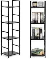 Modernhome Moderni medinė lentyna, metaliniu rėmu LOFT, juoda
