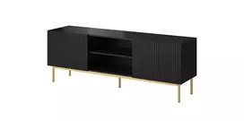 TV staliukas Cama Meble TV Spintelė - Pafos 150x40x60, Auksinė, Juoda