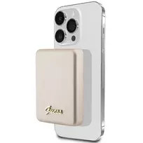 Guess Powerbank indukcinis 15W GUPBM5ALGSGD 5000mAh aukso spalvos MagSafe Metal Script Logo