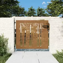 Sodo vartai, 85x100cm, corten plienas, bambuko dizaino