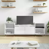 TV staliukas Televizoriaus spintelė, balta, 160x35x55cm, mediena, blizgi