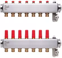 Reguliuojamas grindinio šildymo kolektorius Danfoss, be srauto matuoklių, SSM 7 žiedų