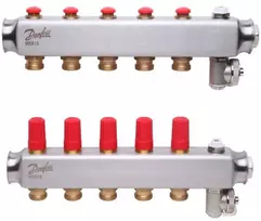 Reguliuojamas grindinio šildymo kolektorius Danfoss, be srauto matuoklių, SSM 5 žiedų