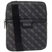 Guess, Dan, plokščia viršutine užtrauktuku, tekstilinė rankinė per petį, Juodas, vyrams