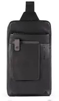 Piquadro, Tallin, Leather Bag, Mono Sling, Juodas, For Men, 20 x 33 x 5 cm