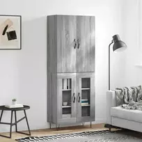 Komoda, pilkos ąžuolo spalvos, 69,5x34x180cm, apdirbta mediena