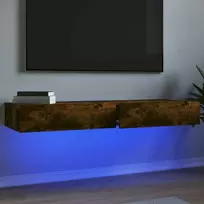 TV staliukas TV spintelės su LED lemputėmis, 2vnt., dūminės, 60x35x15,5cm