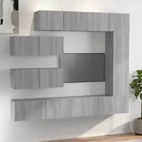 TV staliukas TV spintelių komplektas, 7 dalių, pilkas ąžuolo, mediena