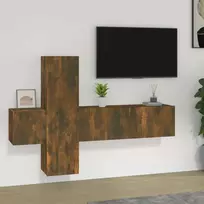 TV staliukas TV spintelių komplektas, 3 dalių, dūminio ąžuolo, mediena