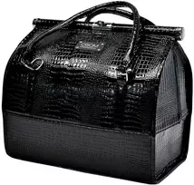 Lagaminas makiažo priemonėms Osom Professional Leather Soft Sided Cosmetic Case OSOMKSC080BL, kosmetologams, juodos spalvos